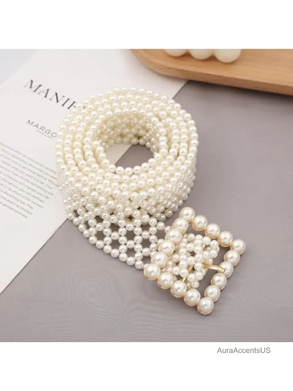 Bridal Pearl Belt with Rhinestones - Adjustable Waistband for Wedding Dresses